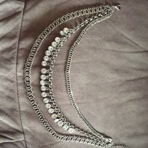 3 levels chains with dangling Rhinestones